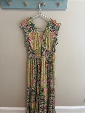 NEW me 2 magic Green and Pink Floral Maxi Dress size xl